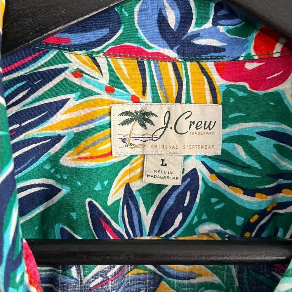 J. Crew Tropical Hawaiian Leaf Print Shirt - Large